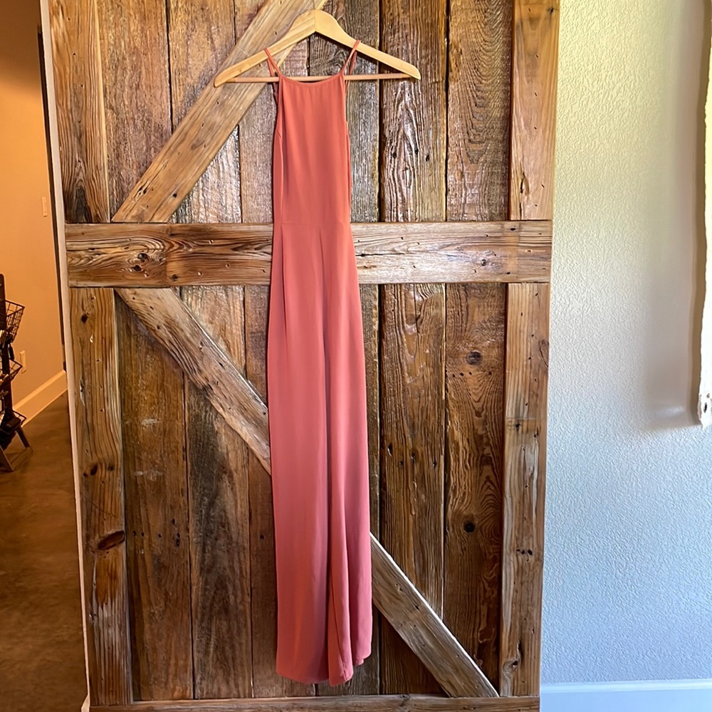 Tank cross back pantsuit rust colored (small)